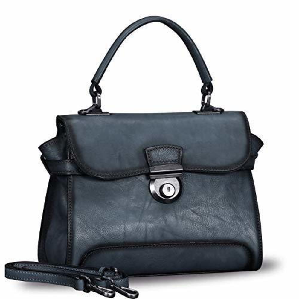 Genuine Textured Satchel Crossbody Bags For Handmade Vintage Top Handle
